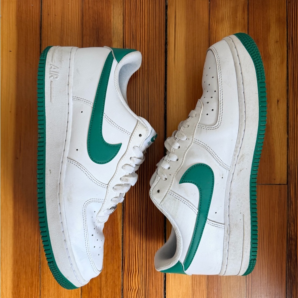 Nike Air Force 1 White with Green Accents Men's Sneakers
